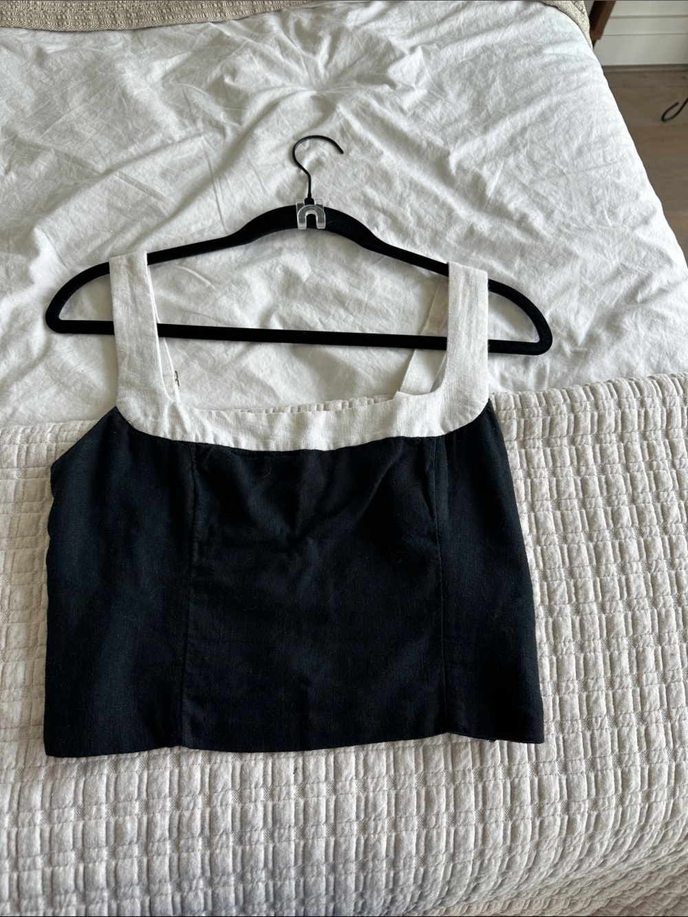 Abercrombie & Fitch Black Crop Cami with White Square Straps